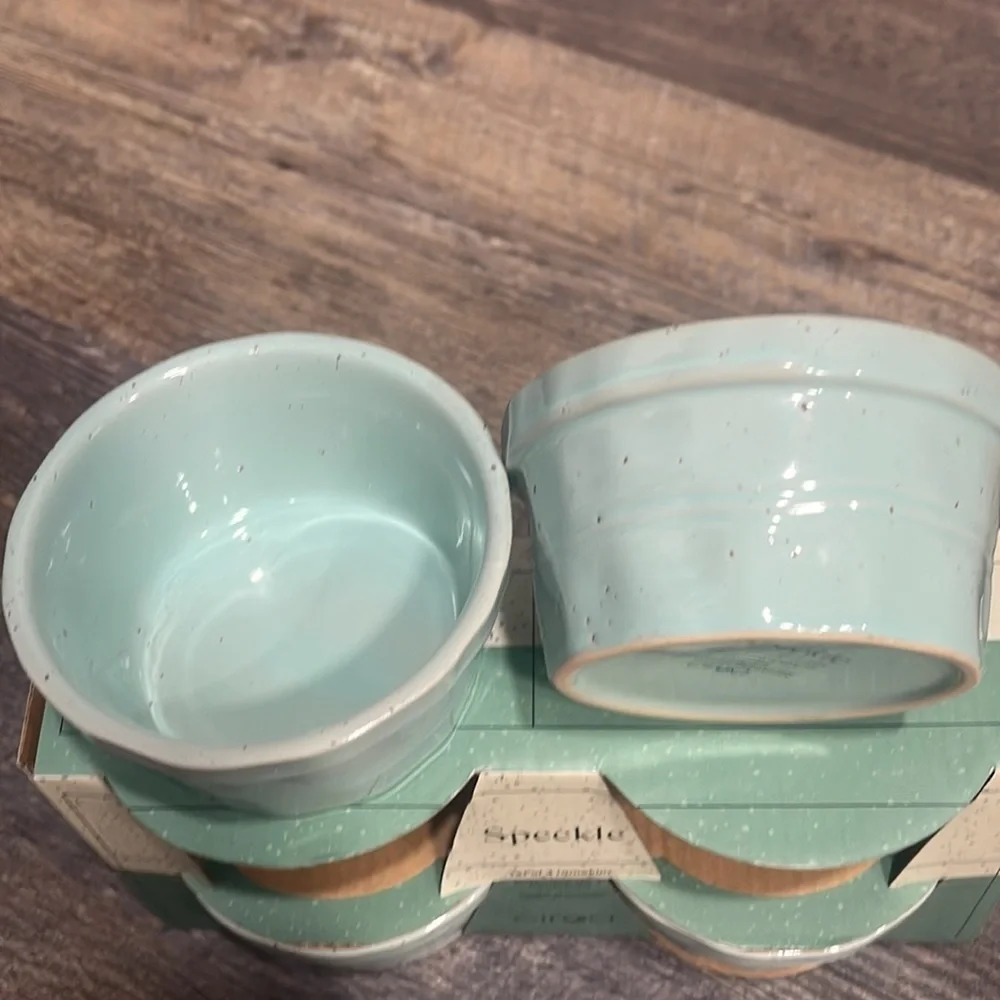 4 Speckle unique design light blue bowls